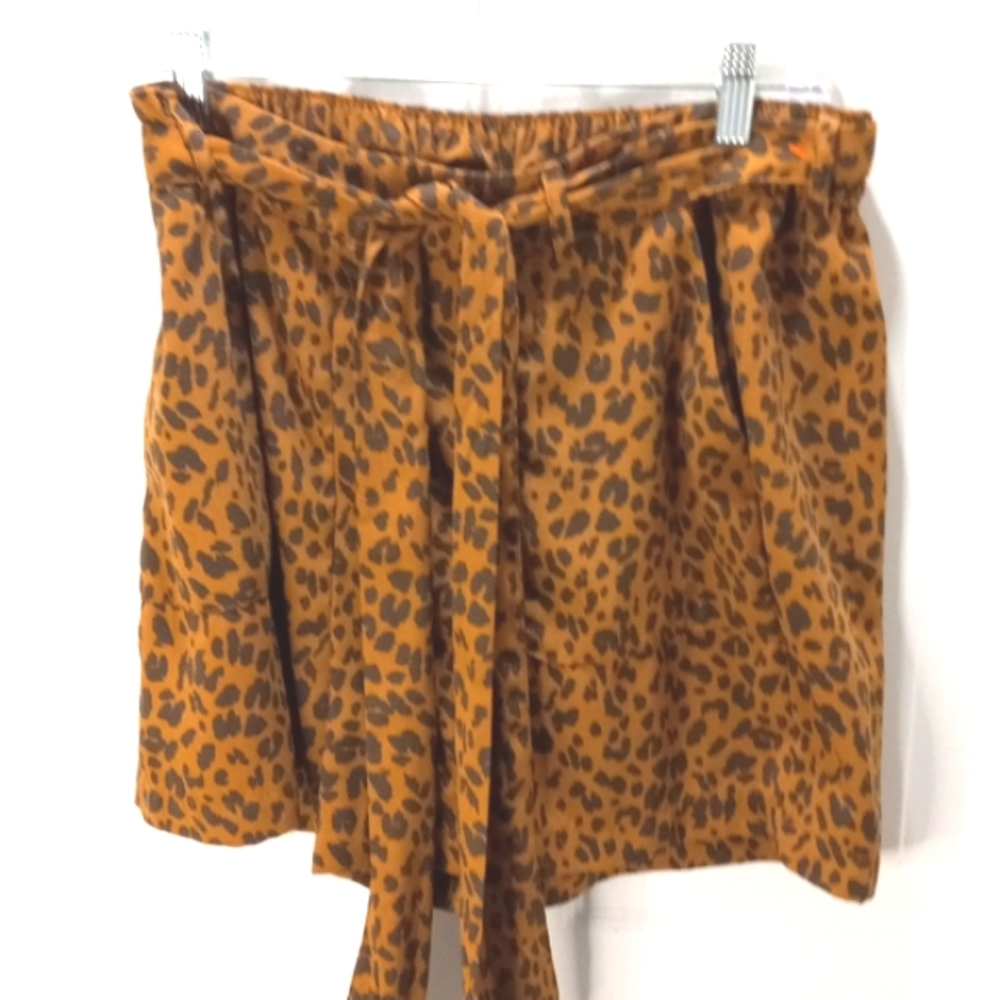 A New Day Animal Print Cute Shorts w/Pockets & Tie, Sz Large